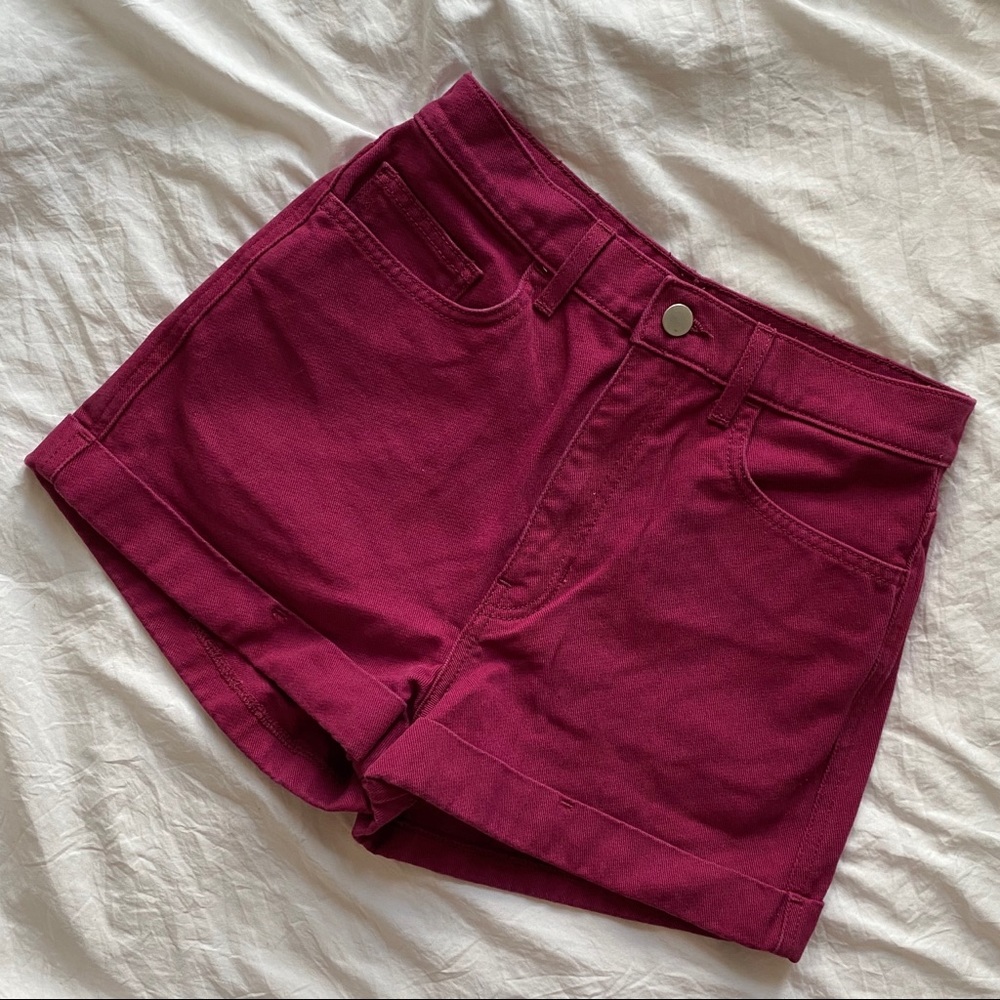 American Apparel High Waisted Cuffed Jean Shorts